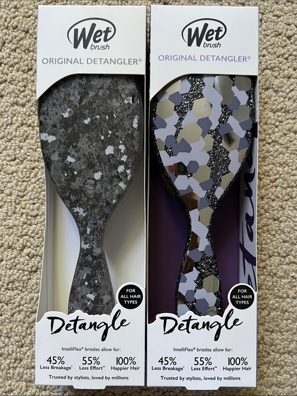 Wet Brush Original Detangler - Speckled Gray & Hex Pattern Lavender